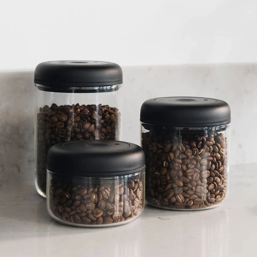 Vakuum Bohnenbehälter transparent, mit Kaffeebohnen
