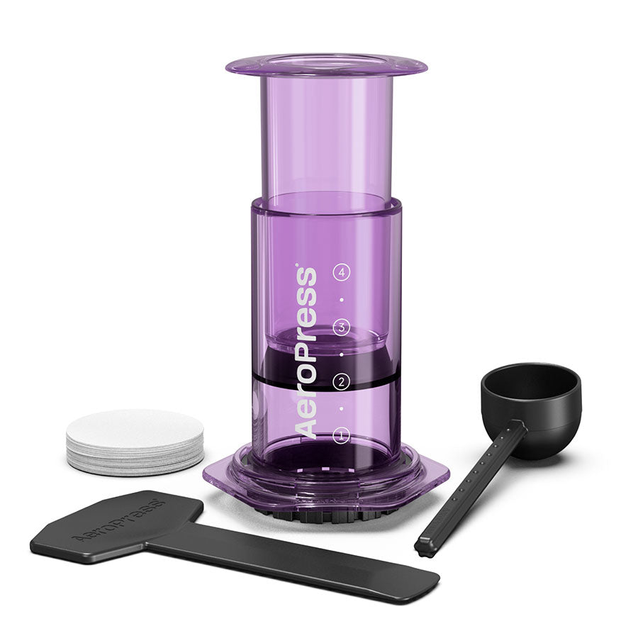 AeroPress Clear Kaffeebereiter Clear Purple, Lieferumfang