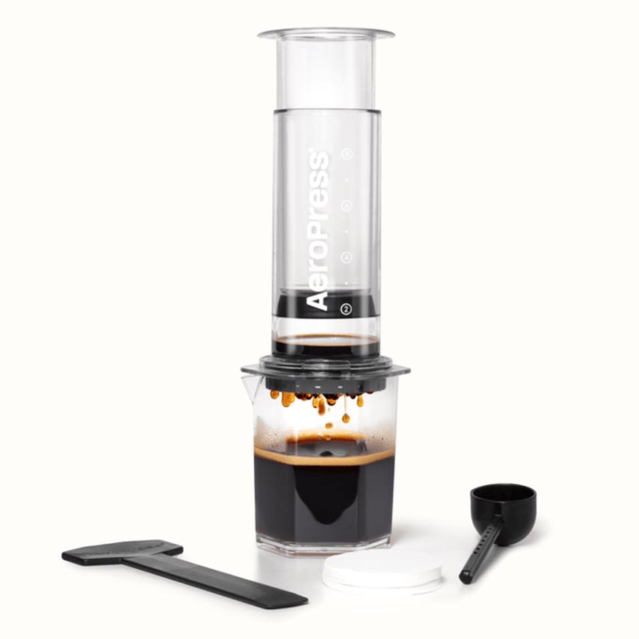 AeroPress XL Clear Coffee Maker Kaffeebereiter, inkl. Karaffe + Papierfiltern