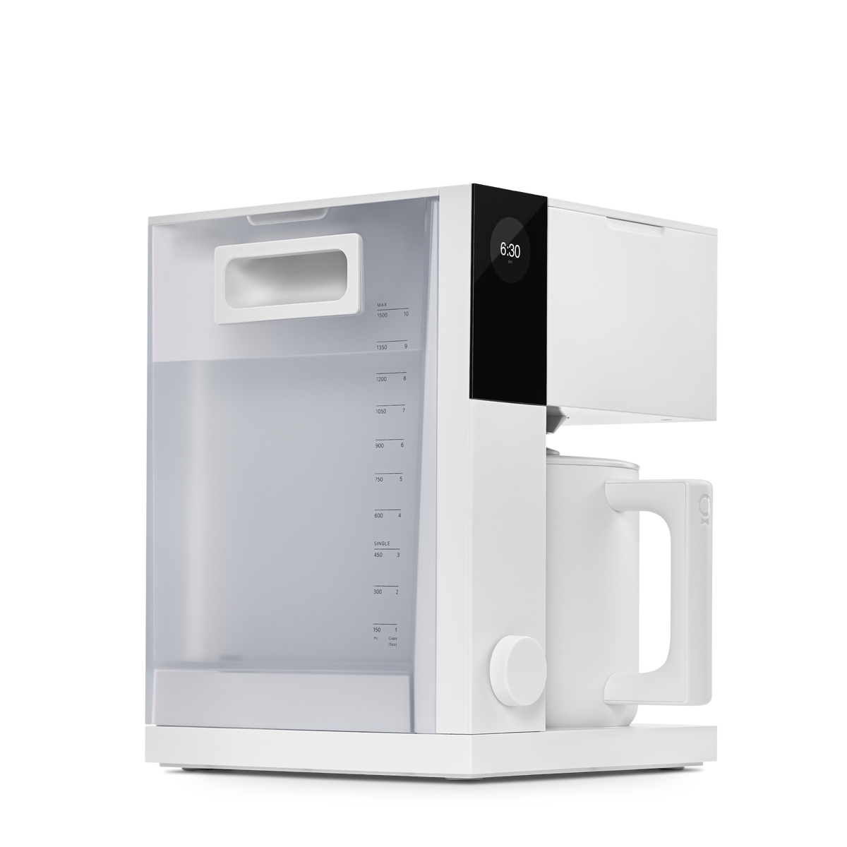 Fellow Aiden Precision Coffee Maker Kaffeemaschine Matt-Weiß 1,5 l, Ansicht Wassertank Seite