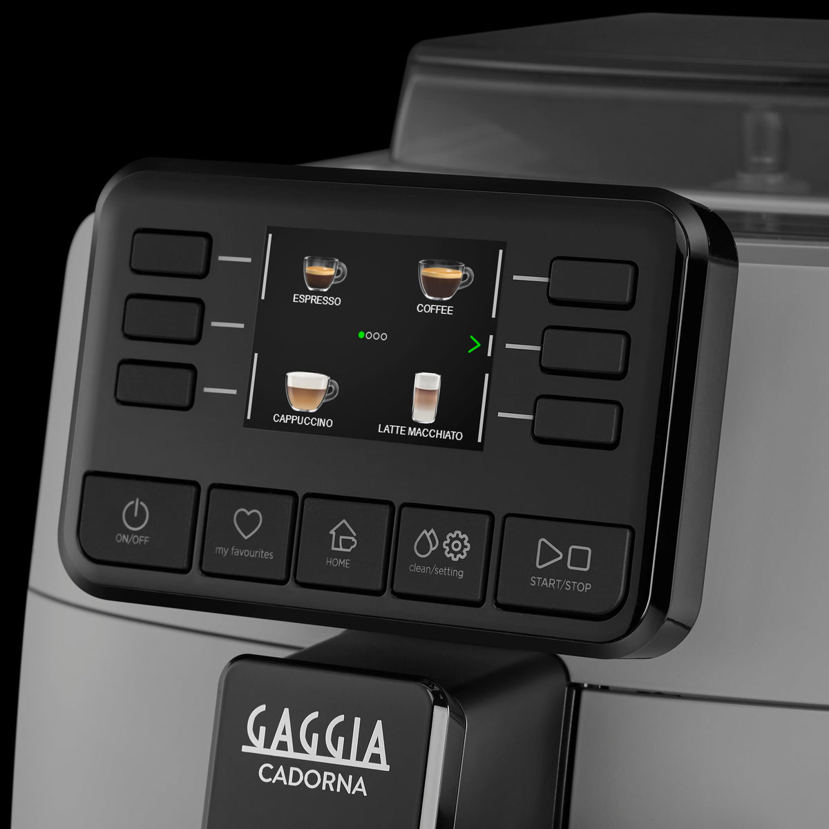 Gaggia Cadorna Prestige Over Ice Kaffeevollautomat Moonlight Grey, Ansicht Farbdisplay