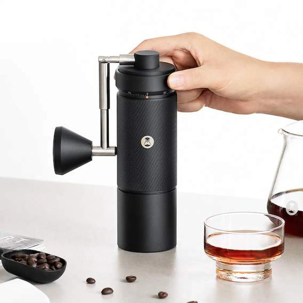 Timemore Chestnut S5 Pro Handkaffeemühle in Schwarz mit externer Mahlgradeinstellung