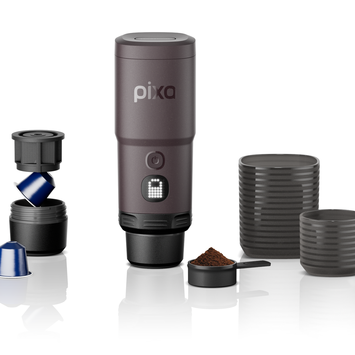Wacaco Pixapresso tragbare elektrische Espressomaschine für unterwegs Dark Burgundy