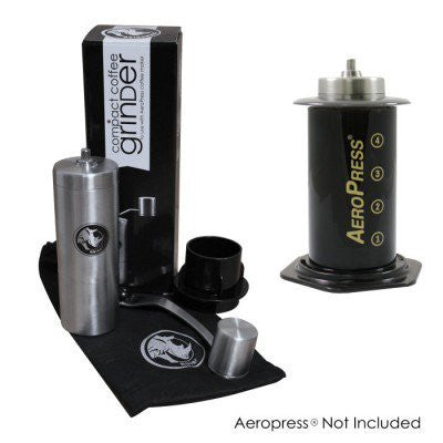 Rhino Kaffeemühle Grinder Small mit Verpackung und Kurbel